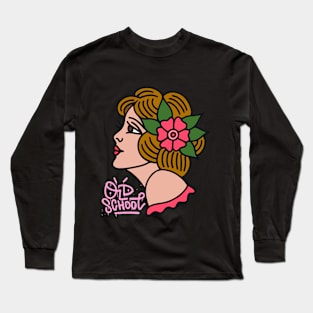 Old School Lady Long Sleeve T-Shirt